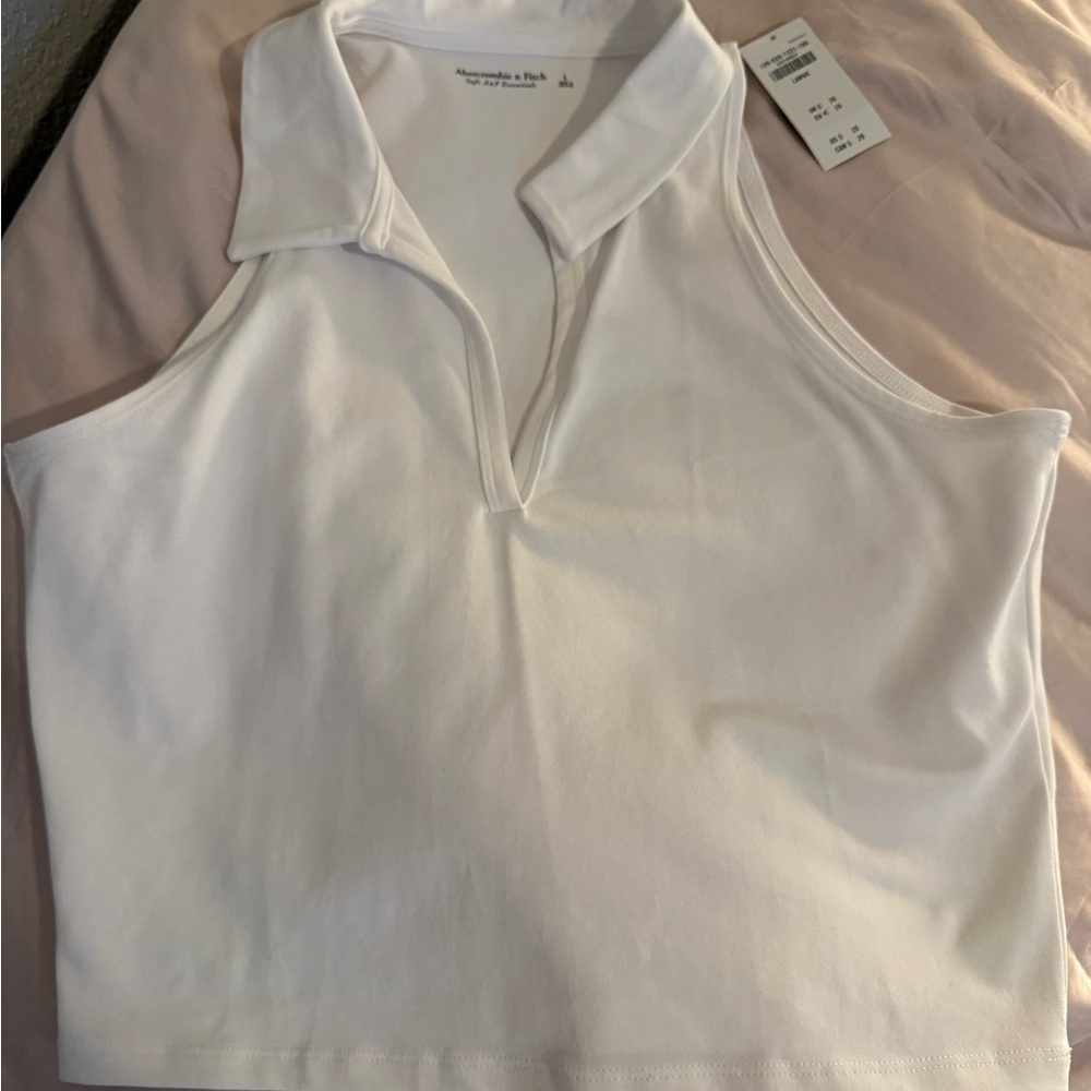Abercrombie & Fitch Essentials White Polo Tank Top